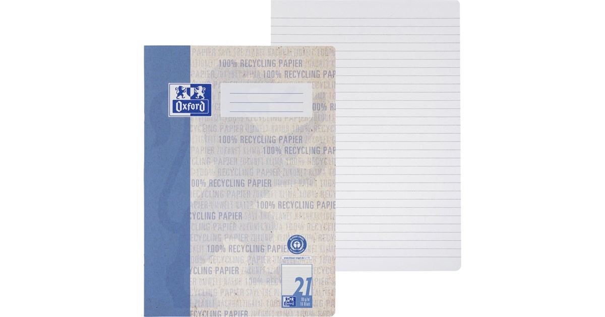 OXFORD 400159477 - Oxford Recycling Schulheft A4, 16 Blatt