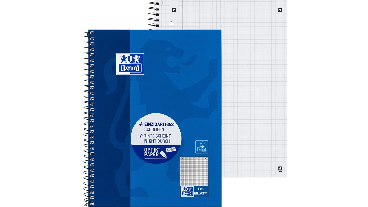 Oxford collegeblok A4 geruit 90 grams 90 vel zwart (4-gaats