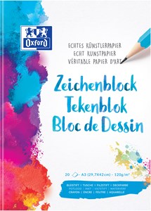 OXFORD Schule Zeichenblock A3, 20 Blatt, blanko, 120 g