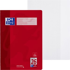OXFORD Schule Schulheft A4, 16 Blatt, Lineatur 26 (kariert mit Rand rechts)