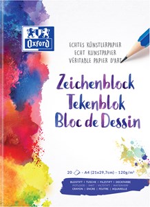 OXFORD Schule Zeichenblock A4, 20 Blatt, blanko, 120 g