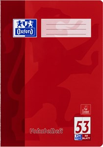 Oxford A4 Vokabelheft, Lineatur 53 (2 Spalten), 32 Blatt, rot und grün