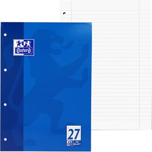 OXFORD Schule Schulblock A4, kopfgeleimt, 50 Blatt, Lineatur 27 (liniert mit Rand links und rechts)