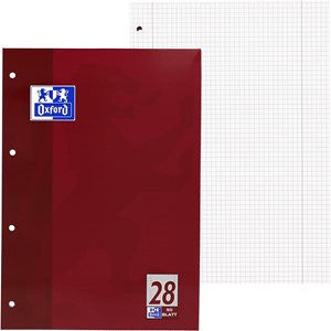 OXFORD Schule Schulblock A4, kopfgeleimt, 50 Blatt, Lineatur 28 (kariert mit Rand links und rechts)