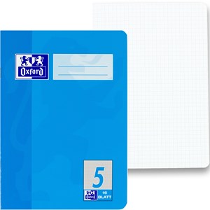 OXFORD Schule Schulheft A5, 16 Blatt, Lineatur 5 (kariert 5 mm), Optik Paper®