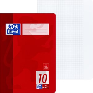 OXFORD Schule Schulheft A5, 16 Blatt, Lineatur 10 (kariert mit Rand rechts), Optik Paper®