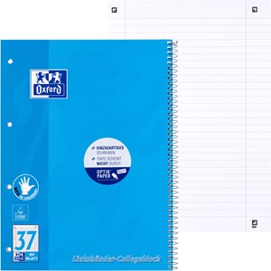 OXFORD Schule Collegeblock A4+ (220 x 295 mm) für Linkshänder, 80 Blatt, liniert mit Rand rechts, Optik Paper®, 4fach gelocht