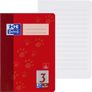 OXFORD Schule Schulheft A5, 16 Blatt, Lineatur 3, Optik Paper®