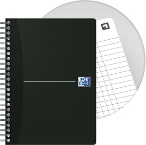 Oxford Office Spiralbuch Essentials A5, kariert 5 mm, 90 Blatt, ohne Mikroperforation, Farbe: Schwarz