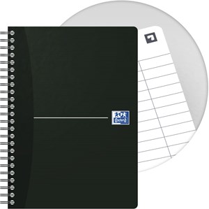Oxford Office Spiralbuch Essentials A5, liniert 6 mm, 90 Blatt, ohne Mikroperforation, smart black / schwarz