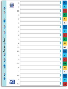 Oxford Register A4 (225 x 297 mm), PP-Folie, A-Z, 21 Blatt, durchgefärbt 6-farbig, Deckblatt weiß