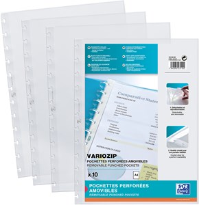 Oxford Prospekthülle Spezialhüllen manageMe A4 mit vario-zipp-Prinzip, oben offen, glasklar, 10 Stück im Beutel