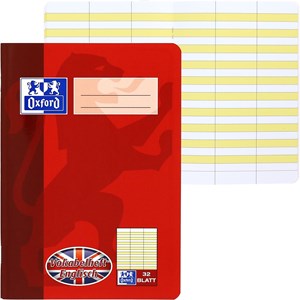 OXFORD Schule Vokabelheft Englisch A5, 32 Blatt, 3 Spalten, 2-farbig, Optik Paper®
