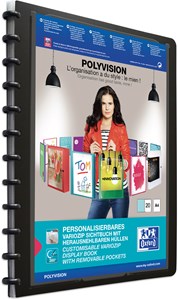 Oxford Ringmappe polyvision mit vario-zipp-Prinzip, mit 20 glasklaren PP-Hüllen 0,08 mm, Ring-Durchmesser 19 mm, schwarz