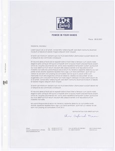 Oxford ELBA Prospekthüllen Premium A4, PP 0,12 mm, genarbt, oben und links offen, 100 Stück