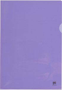 Oxford Sichthüllen Premium farbig A4, PVC, 0,15 mm, glasklar, oben und rechts offen, mit Griffloch, 25 Stück im Beutel, violett