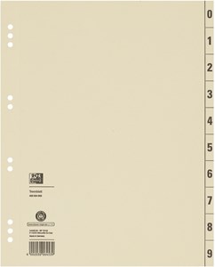Oxford Trennblatt A4, 230 g Kraftkarton (RC), Ziffen 0-9 und Tabfelder 10/20, Lochung: 6 und 8 cm, chamois