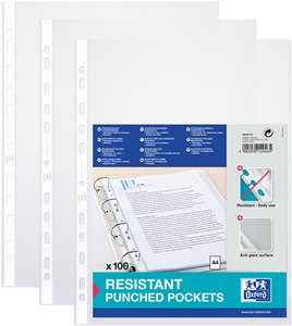 Oxford Prospekthüllen Standard A4, PP 0,09 mm, genarbt, oben offen, 100 Stück im Beutel