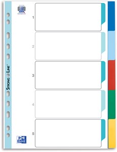 Oxford Register A4 (225 x 297 mm), PP-Folie, blanko, 5 Blatt, durchgefärbt 5-farbig, Deckblatt weiß