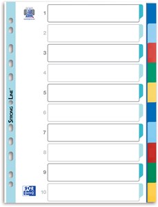 Oxford Register A4 (225 x 297 mm), PP-Folie, blanko, 10 Blatt, durchgefärbt 5-farbig, Deckblatt weiß