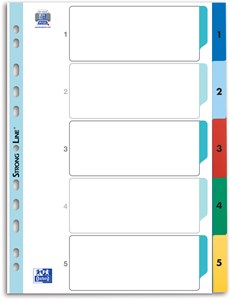 Oxford ELBA Register A4 (225 x 297 mm), PP-Folie, 1-5, 5 Blatt, durchgefärbt 5-farbig, Deckblatt weiß