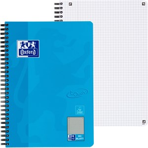 Oxford Touch Collegeblock B5 kariert meerblau, 80 Blatt Optik Paper, Doppelspirale, abgerundete Ecken
