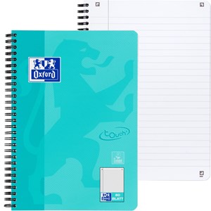 Oxford Touch Collegeblock B5 liniert aqua, 80 Blatt Optik Paper, Doppelspirale, abgerundete Ecken
