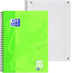 Oxford Touch Collegeblock A4+ Lineatur 27 grasgrün, 80 Blatt Optik Paper, Doppelspirale, abgerundete Ecken