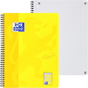 Oxford Touch Collegeblock A4+ Lineatur 28 sonnengelb, 80 Blatt Optik Paper, Doppelspirale, abgerundete Ecken