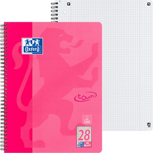 Oxford Touch Collegeblock A4+ Lineatur 28 rosa, 80 Blatt Optik Paper, Doppelspirale, abgerundete Ecken