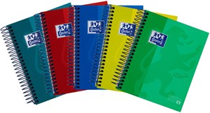 Oxford Schule European Book Touch A6, 120 Blatt kariert, Hardcover, 5er Pack sortiert