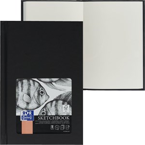 Oxford Sketchbook A6, Fadenheftung, Hardcover, 96 Blatt 100g, schwarz