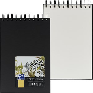Oxford Sketchbook A5 mit Spiralbindung, 40 Blatt, 225g, Hardcover, schwarz