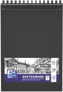 Oxford Sketchbook A4 mit Spiralbindung, 50 Blatt, 100g, Hardcover, schwarz
