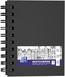 Oxford Sketchbook A6 mit Spiralbindung, 80 Blatt, 100g, Hardcover, schwarz