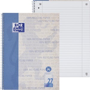 Oxford Recycling Collegeblock A4+ (220 x 295 mm), 80 Blatt, liniert mit Doppelrand