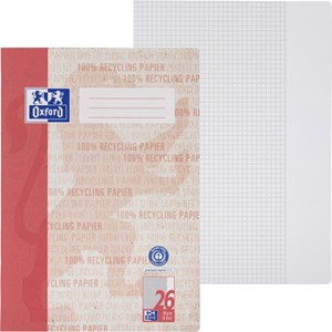 Oxford Recycling Schulheft A4, 16 Blatt, Lineatur 26 (kariert, weißer Rand rechts), Optik Paper®