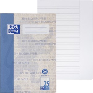 Oxford Recycling Schulheft A4, 16 Blatt, Lineatur 25 (liniert, weißer Rand rechts), Optik Paper®