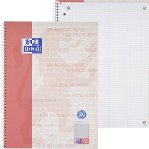 Oxford Recycling Collegeblock A4+ (220 x 295 mm), 80 Blatt, kariert Rand links, Optik Paper®, 4fach gelocht