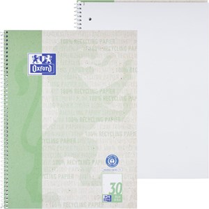 Oxford Recycling Collegeblock A4+ (220 x 295 mm), 80 Blatt, blanko, Optik Paper®, 4fach gelocht
