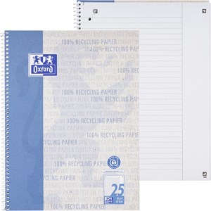 Oxford Recycling Collegeblock A4+ (220 x 295 mm), 80 Blatt, liniert mit weißem Rand rechts, Optik Paper®, 4fach gelocht