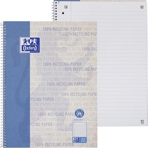 Oxford Recycling Collegeblock A4+ (220 x 295 mm), 80 Blatt, liniert Rand links, Optik Paper®, 4fach gelocht