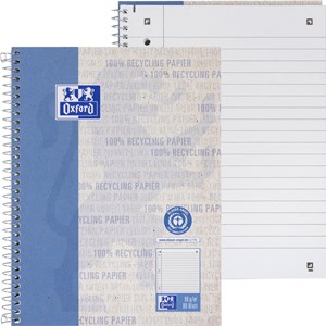 Oxford Recycling Collegeblock A5+, 80 Blatt, liniert mit Rand links, Optik Paper®, 6fach gelocht