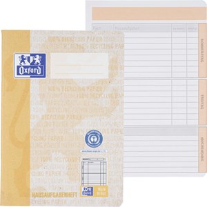 Oxford Recycling Hausaufgabenheft A5, 48 Blatt, Sonderlineatur, Optik Paper®