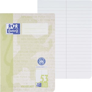 Oxford Recycling Vokabelheft A5, Lineatur 53 (2 Spalten), 32 Blatt, geheftet, Optik Paper®