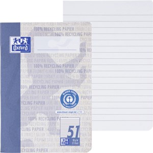 Oxford Recycling Oktavheft A6, 32 Blatt, Lineatur 51 (liniert), Optik Paper®