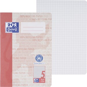 Oxford Recycling Schulheft A5, 16 Blatt, Lineatur 5 (kariert 5 mm), Optik Paper®