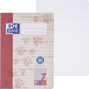 Oxford Recycling Schulheft A5, 16 Blatt, Lineatur 7 (kariert 7 mm), Optik Paper®