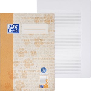 Oxford Recycling Schulheft A4, 16 Blatt, Lineatur 3 mit weißem Rand rechts, Optik Paper®