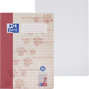 Oxford Recycling Schulheft A4, 16 Blatt, Lineatur 7 (kariert 7 mm), Optik Paper®